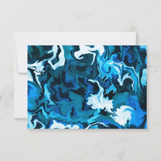 Blauwe Marmeren Ster van David Custom Bar Bat Mitz RSVP Kaartje (Achterkant)