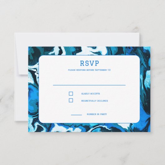 Blauwe Marmeren Ster van David Custom Bar Bat Mitz RSVP Kaartje (Voorkant)