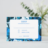 Blauwe Marmeren Ster van David Custom Bar Bat Mitz RSVP Kaartje (Staand voorkant)