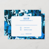 Blauwe Marmeren Ster van David Custom Bar Bat Mitz RSVP Kaartje (Voorkant / Achterkant)