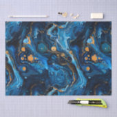 Blauwe Marmeren Verf Giet Jewel Textuur Tissuepapier (Craft)