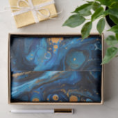 Blauwe Marmeren Verf Giet Jewel Textuur Tissuepapier (Geschenk)