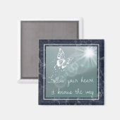 Blauwe marmeren vlinder Volg je hartcitaat Magneet (Voorkant / Achterkant)