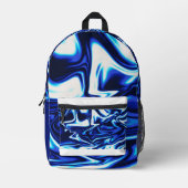 Blauwe Marmeren Wervel Rugzak – Vloeiend Abstract (Voorkant)