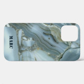 Blauwe marmering Case-Mate iPhone case (Achterkant (horizontaal))