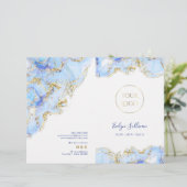 Blauwe marmering design service menu brochure (Staand voorkant)