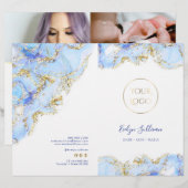 Blauwe marmering design service menu brochure (Voorkant / Achterkant)