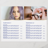 Blauwe marmering design service menu brochure (Achterkant)