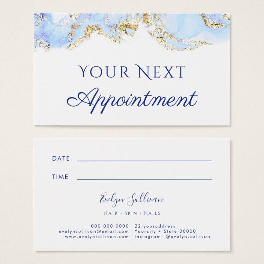 blauwe marmeringskaart visitekaartje (Voorkant /achterkant)