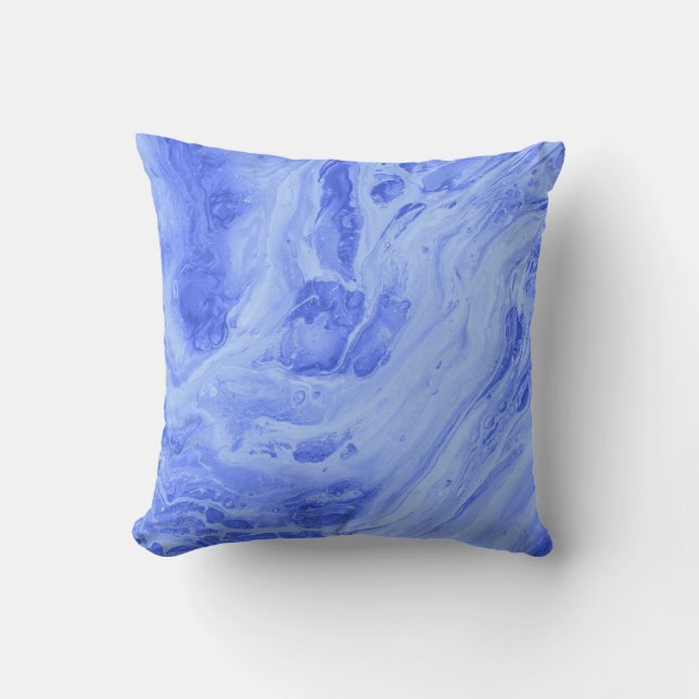 Blauwe marmerstijl Abstracte kunst Pillow Kussen (Voorkant)