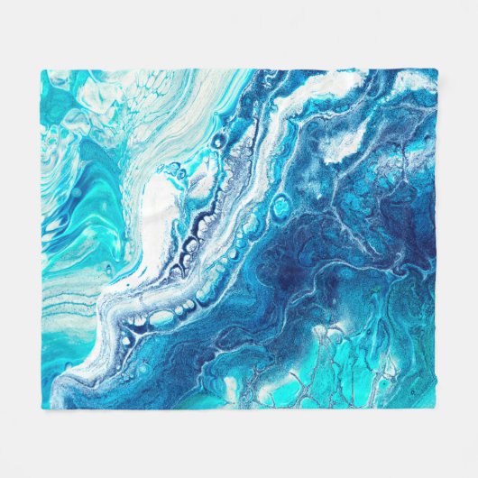 Blauwe marmertextuur fleece deken (Voorkant (Horizontaal))