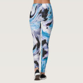 Blauwe marmertextuur leggings (Achterkant)
