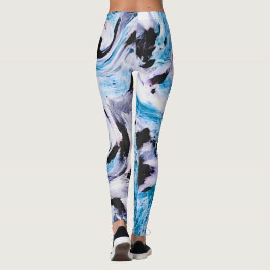Blauwe marmertextuur leggings (Achterkant)