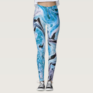 Blauwe marmertextuur leggings