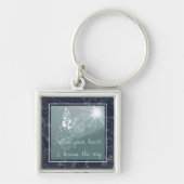 Blauwe marmervlinder volgt je hart sleutelhanger (Voorkant)