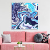Blauwe marmervochtige kunst canvas afdruk (Insitu (Woonkamer))