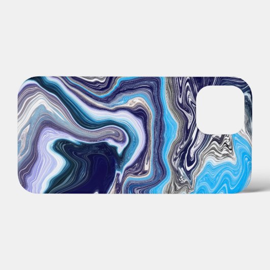 Blauwe marmervochtige kunst Case-Mate iPhone case (Achterkant (horizontaal))