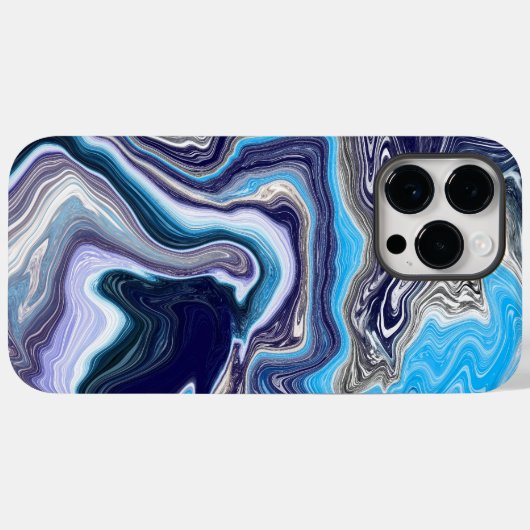 Blauwe marmervochtige kunst Case-Mate iPhone case (Achterkant (horizontaal))