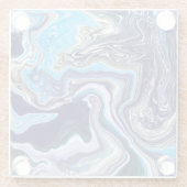 Blauwe marmervochtige kunst glazen onderzetter (Achterkant)