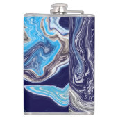 Blauwe marmervochtige kunst heupfles (Achterkant)