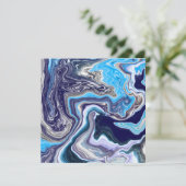 Blauwe marmervochtige kunst kaart (Staand voorkant)