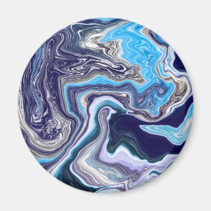 Blauwe marmervochtige kunst magneet