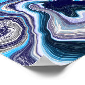 Blauwe marmervochtige kunst poster (Hoek)