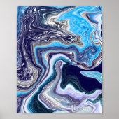Blauwe marmervochtige kunst poster (Voorkant)