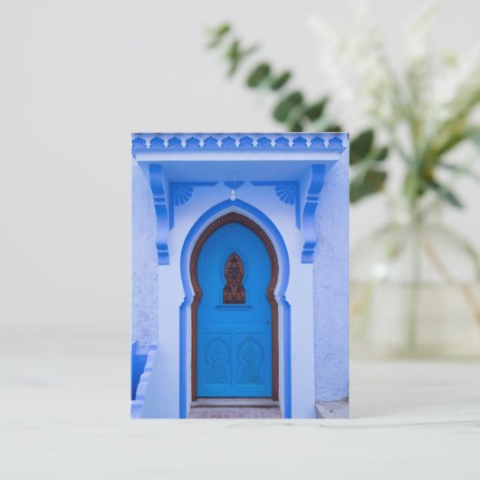 Blauwe Marokkaanse deur Briefkaart (Staand voorkant)