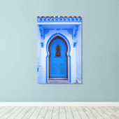 Blauwe Marokkaanse deur Canvas Afdruk (Insitu (Houten vloer))