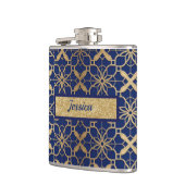 Blauwe Marokkaanse likeur of wijnvinylwikkelkolf Heupfles (Links)