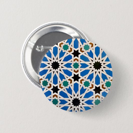 Blauwe Marokkaanse Mozaïek Button (Voorkant /achterkant)