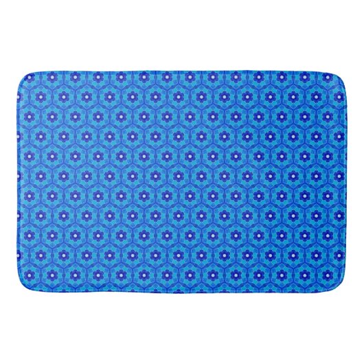 Blauwe Marokkaanse Roos Tegel Bath Mat (Voorkant)