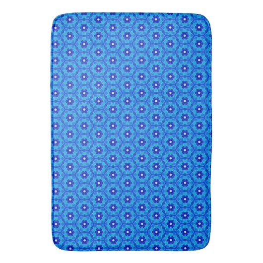 Blauwe Marokkaanse Roos Tegel Bath Mat (Voorkant Verticaal)