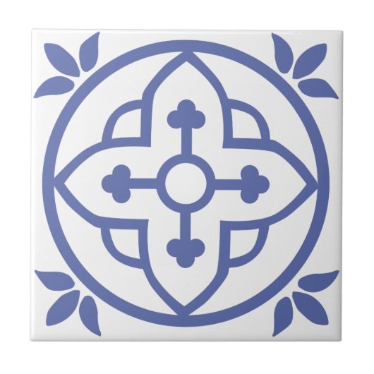 Blauwe Marokkaanse tegel 3 Tegeltje (Voorkant)