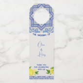 Blauwe Marokkaanse Tegel Bottle Hanger Labels met (Voorkant)