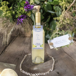 Blauwe Marokkaanse Tegel Bottle Hanger Labels met 