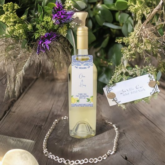 Blauwe Marokkaanse Tegel Bottle Hanger Labels met