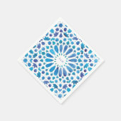 Blauwe Marokkaanse Tegels Initialen bruiloft Logo Servet (Hoek)