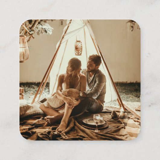 Blauwe Marokkaanse Tegels QR Code Weddenschap Informatiekaartje (Achterkant)