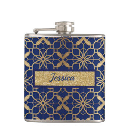 Blauwe Marokkaanse Vloeistof of Wijn Vinyl Omwikke Heupfles