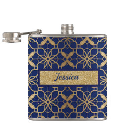 Blauwe Marokkaanse Vloeistof of Wijn Vinyl Omwikke Heupfles