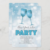 Blauwe marquee licht nieuw jaar oud kaart (Voorkant / Achterkant)