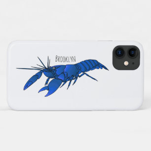 Blauwe marron rivierkreeft cartoonillustratie Case-Mate iPhone case
