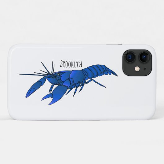 Blauwe marron rivierkreeft cartoonillustratie Case-Mate iPhone case (Achterkant (horizontaal))