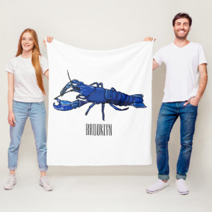 Blauwe marron rivierkreeft cartoonillustratie fleece deken