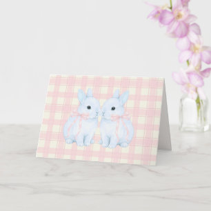 Blauwe Marshmallow Konijn Konijnen Pasen Kaart