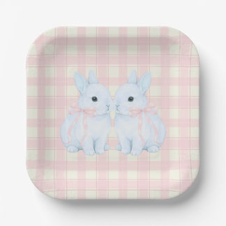 Blauwe Marshmallow Konijn Konijnen Pasen Papieren Bordje