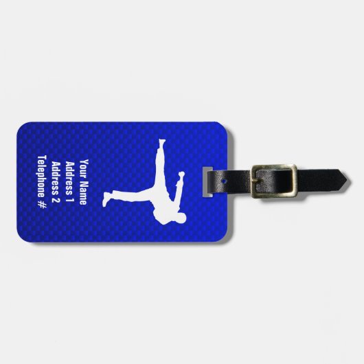 Blauwe martiale kunst bagagelabel (Voorkant horizontaal)