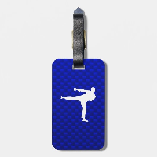 Blauwe martiale kunst bagagelabel (Achterkant verticaal)
